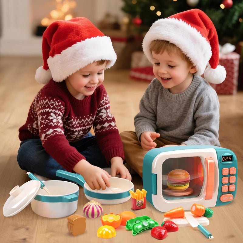 CUTE STONE Microwave Toys Kitchen Play Set, Kids Pretend Play Electronic Oven with Play Food, Kids Cookware Pot and Pan Toy Set, Cooking Utensils,Great Learning Kitchen Toys for Girls Boys - Image 5